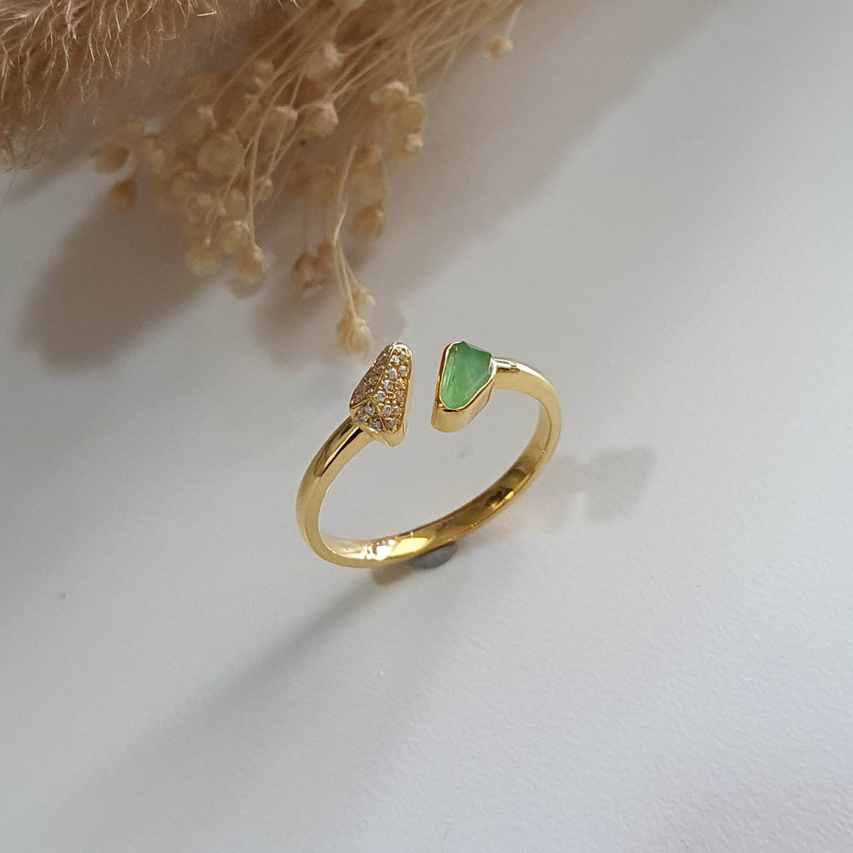 [Rare] Highly Translucency Icy Apple Green Jadeite "Sugar Love" Ring (JAD000999) 1