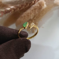 [Rare] Highly Translucency Icy Apple Green Jadeite "Sugar Love" Ring (JAD000999) 5