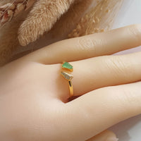 [Rare] Highly Translucency Icy Apple Green Jadeite "Sugar Love" Ring (JAD000999) 7