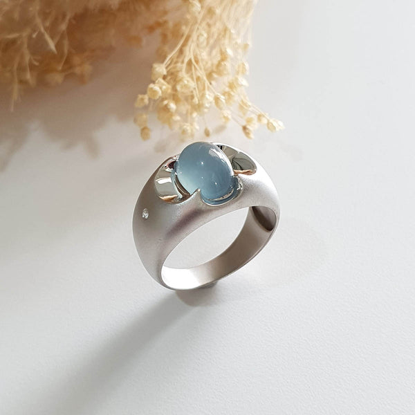 Highly Translucent Icy Light Blue Jadeite "Icy Blue Dew" Ring (JAD001011) 1