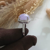 Good Translucency Icy Brilliant Lavender Jadeite “Cabochon” Ring (JAD001022) 5