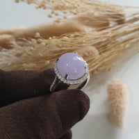 Good Translucency Icy Brilliant Lavender Jadeite “Cabochon” Ring (JAD001022) 3
