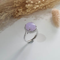 Good Translucency Icy Brilliant Lavender Jadeite “Cabochon” Ring (JAD001022) 1
