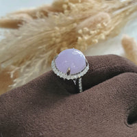 Good Translucency Icy Brilliant Lavender Jadeite “Cabochon” Ring (JAD001022) 7