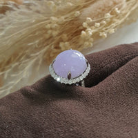 Good Translucency Icy Brilliant Lavender Jadeite “Cabochon” Ring (JAD001022) 8