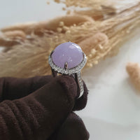 Good Translucency Icy Brilliant Lavender Jadeite “Cabochon” Ring (JAD001022) 4