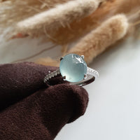 Highly Translucent Icy Light Blue Jadeite "Dreamy Winter" Ring (JAD001234) 2