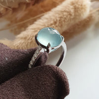 Highly Translucent Icy Light Blue Jadeite "Dreamy Winter" Ring (JAD001234) 4