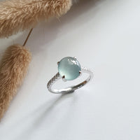 Highly Translucent Icy Light Blue Jadeite "Dreamy Winter" Ring (JAD001234) 7