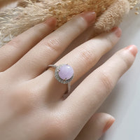 Translucent Icy Brilliant Lavender Jadeite “Cabochon” Ring (JAD001240) 9