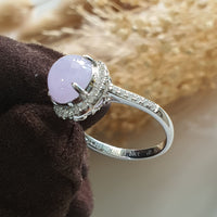 Translucent Icy Brilliant Lavender Jadeite “Cabochon” Ring (JAD001240) 7