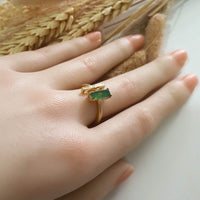 Good Translucency Icy Green Jadeite "Golden Horizon" Ring (JAD001324) 9