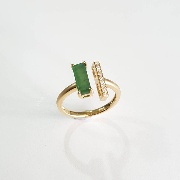 Good Translucency Icy Green Jadeite "Golden Horizon" Ring (JAD001324) 1