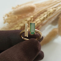 Good Translucency Icy Green Jadeite "Golden Horizon" Ring (JAD001324) 4