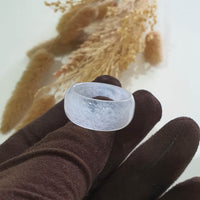 Highly Translucent Icy Jadeite “Frozen Elegance” Abacus Ring (JAD001330) 3