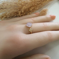 [Rare] Good Translucency Icy Lavender Jadeite "Clover Eternity" Ring (JAD001338) 8