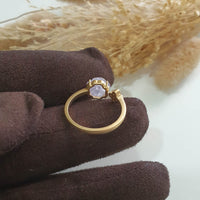 [Rare] Good Translucency Icy Lavender Jadeite "Clover Eternity" Ring (JAD001338) 5