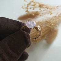 [Rare] Good Translucency Icy Lavender Jadeite "Clover Eternity" Ring (JAD001338) 6