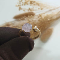 [Rare] Good Translucency Icy Lavender Jadeite "Clover Eternity" Ring (JAD001338) 7