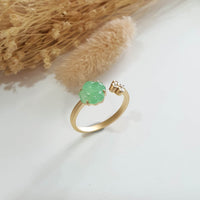 [Rare] Good Translucency Icy Apple Jadeite "Clover Eternity" Ring (JAD001344) 1