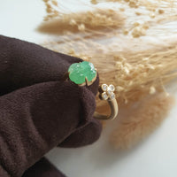 [Rare] Good Translucency Icy Apple Jadeite "Clover Eternity" Ring (JAD001344) 5