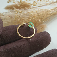 [Rare] Good Translucency Icy Apple Jadeite "Clover Eternity" Ring (JAD001344) 6