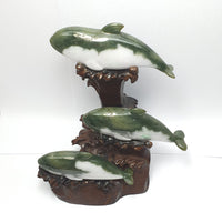 Translucent Green and White Jadeite "Dolphins Family" Ornament (JAM000252) 8
