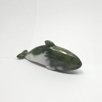 Translucent Green and White Jadeite "Dolphins Family" Ornament (JAM000252) 5