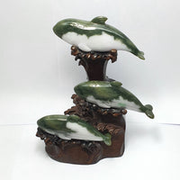 Translucent Green and White Jadeite "Dolphins Family" Ornament (JAM000252) 9