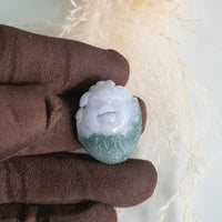 Translucent Lavender and Green Jadeite "Miss Piggy on Giant Cabbage" Pendant (JAM000289) 2