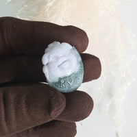 Translucent Lavender and Green Jadeite "Miss Piggy on Giant Cabbage" Pendant (JAM000289) 5
