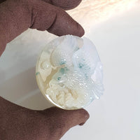 [Rare] Good Translucent Icy with Green and Yellow "Majestic Eagle" Pendant (JAM000458) 3