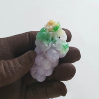 [Rare] Translucent Icy Tri-Colour of Brilliant Lavender, Green and Yellow Jadeite “Prosperity Grapes” (JAM000534) 1