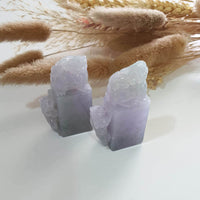 A Pair of Translucent Icy Lavender with Green Jadeite "Celestial Guardians" Seal/Stamp Ornament (JAM000683) 3