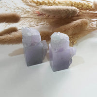 A Pair of Translucent Icy Lavender with Green Jadeite "Celestial Guardians" Seal/Stamp Ornament (JAM000683) 2
