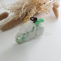 Translucent Apple Green on Snow "Auspicious Goat with Ruyi" Pendant (JAM000750) 2