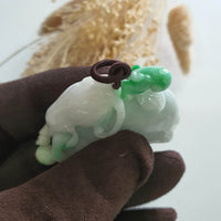 Translucent Apple Green on Snow "Auspicious Goat with Ruyi" Pendant (JAM000750) 5