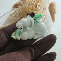 Translucent Apple Green on Snow "Auspicious Goat with Ruyi" Pendant (JAM000750) 6