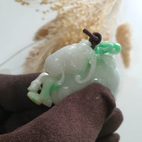 Translucent Apple Green on Snow "Auspicious Goat with Ruyi" Pendant (JAM000750) 8