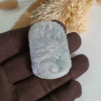Translucent Icy Tri-Colours Jadeite "Golden Horns Majestic Dragon” Pendant (JAM000761) 6