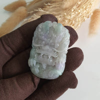 Translucent Icy Greenish Lavender Jadeite "Majestic Dragon” Pendant (JAM000762) 7