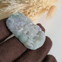 Translucent Icy Greenish Lavender Jadeite "Majestic Dragon” Pendant (JAM000762) 3