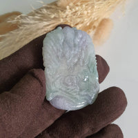 Translucent Icy Greenish Lavender Jadeite "Majestic Dragon” Pendant (JAM000762) 4