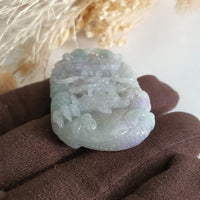 Translucent Icy Greenish Lavender Jadeite "Majestic Dragon” Pendant (JAM000762) 5