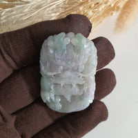 Translucent Icy Greenish Lavender Jadeite "Majestic Dragon” Pendant (JAM000762) 6