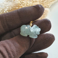 Good Translucency Icy Black Jadeite "Ox of Wealth" Pendant (JAM000789) 3
