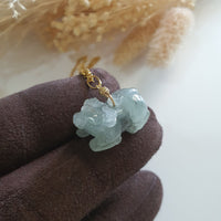Good Translucency Icy Black Jadeite "Ox of Wealth" Pendant (JAM000789) 6