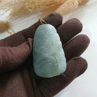 Translucent Icy Green Jadeite "Smiley Piglets in Giant Cabbage" (JAM000839) 6