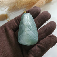 Translucent Icy Green Jadeite "Smiley Piglets in Giant Cabbage" (JAM000839) 8