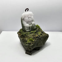 Translucent White and Green Jadeite "Smiley Piglet on Giant Cabbage" (JAM000840) 2